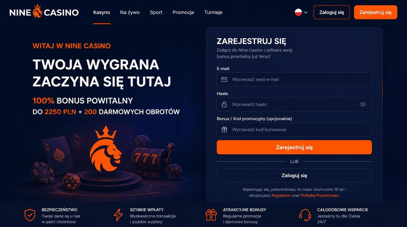 Interfejs formularza rejestracji z polem bonusu po polsku.