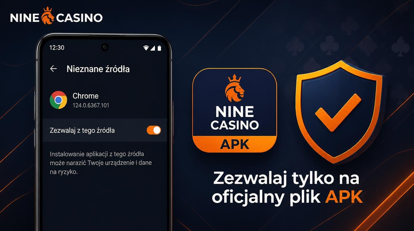 Ekran instalacji APK z komunikatem o nieznanych źródłach z elementami bezpieczeństwa.
